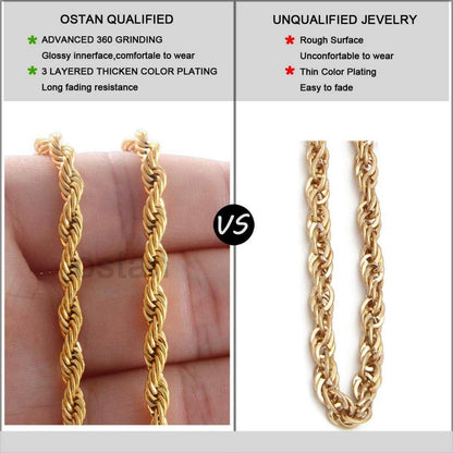 Herren Damen Halskette Edelstahl Verdrehte Kette 2-5mm Gold 45-80cm