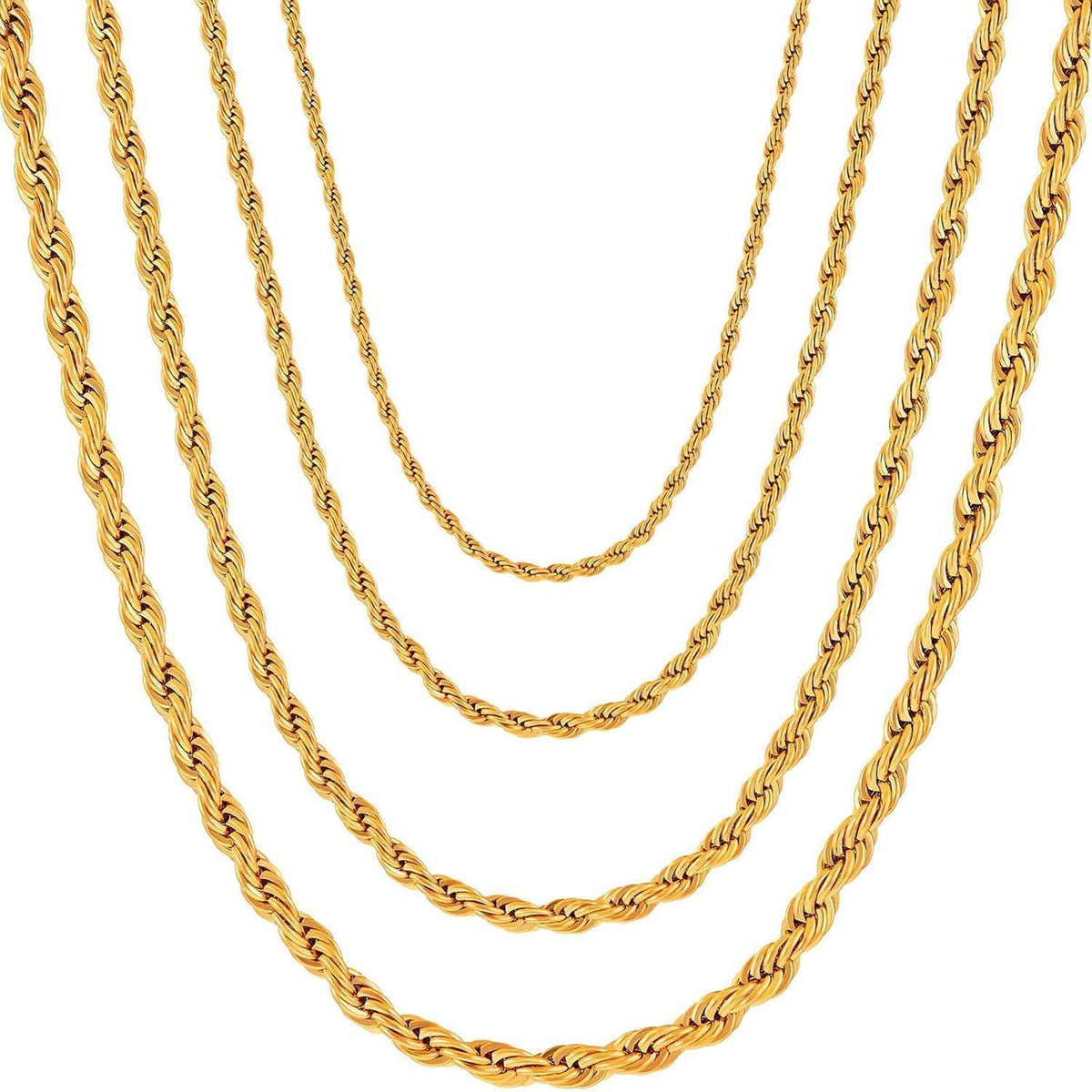 Herren Damen Halskette Edelstahl Seilkette 2-5mm 45-80cm Gold