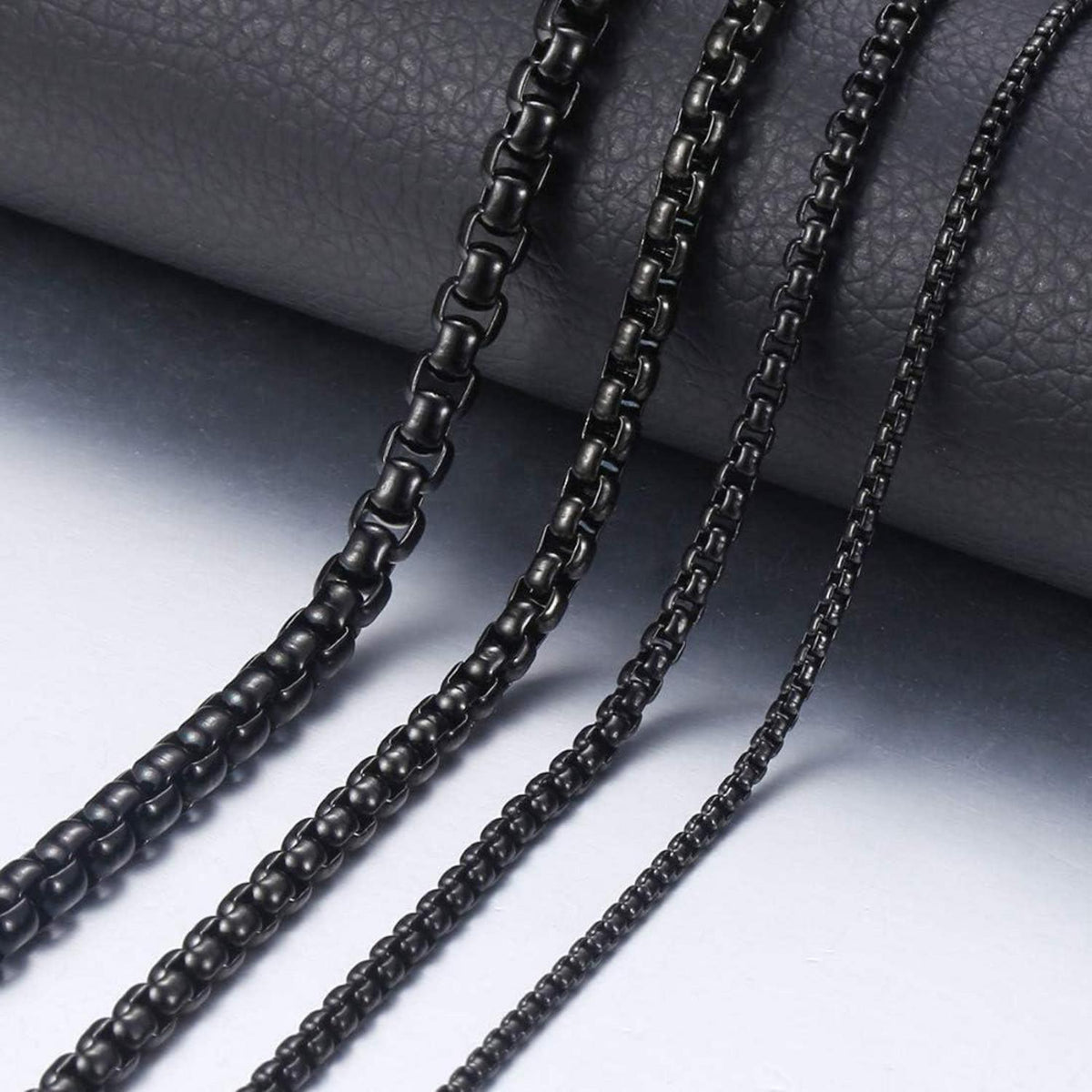 Edelstahl Schwarz Box Kette Briolette Venetian Link Halskette