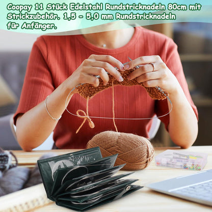 Edelstahl Rundstricknadel Set mit Zubehör & Tasche
