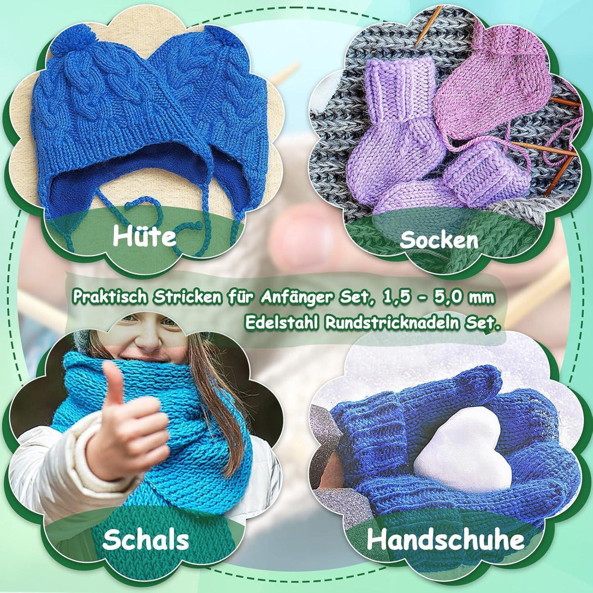 Edelstahl Rundstricknadel Set mit Zubehör & Tasche