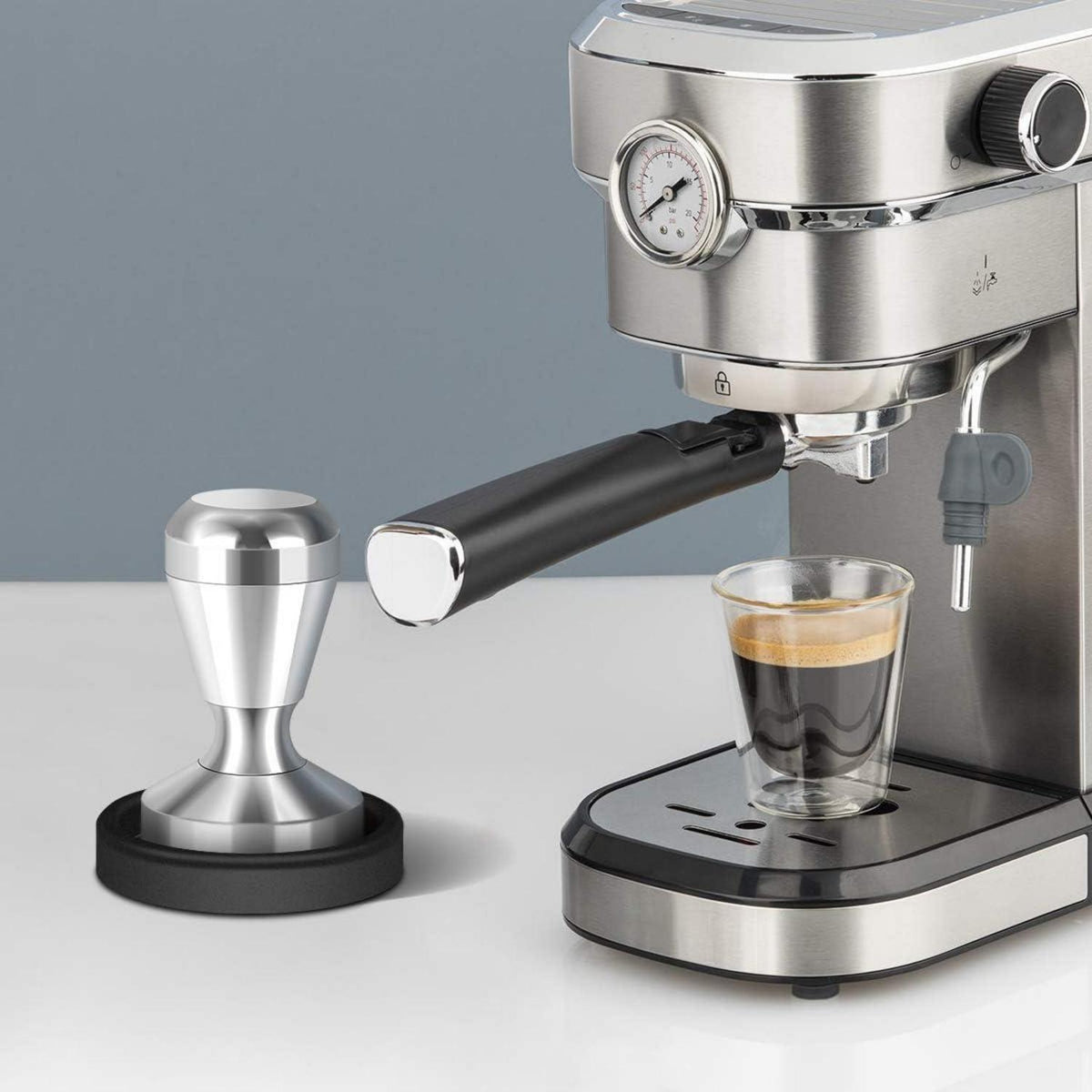 Kaffee Tamper 51mm Edelstahl Espresso Stampfer Silikonkissen