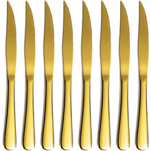 Goldenes Steakmesser Set 8 Stück Edelstahl Spülmaschinenfest
