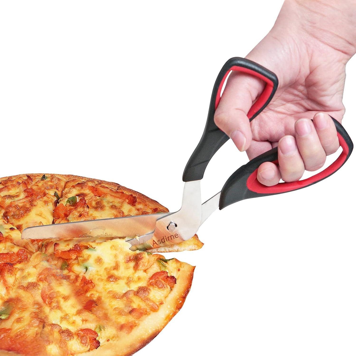 Pizzaschere mit scharfer Edelstahlklinge, 27 cm, Schwarz/Rot