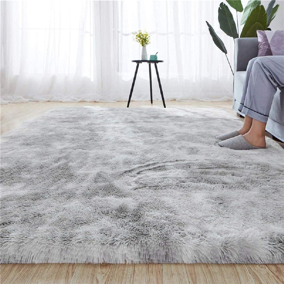 Plüsch Shaggy Teppich Seidig Glatt Anti-Rutsch 120x160 cm
