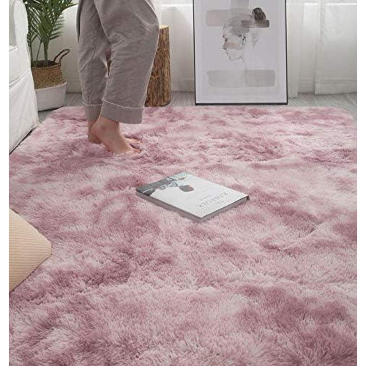 Flauschiger Teppich Rosa 120x160 cm - Weicher Wohnzimmerteppich