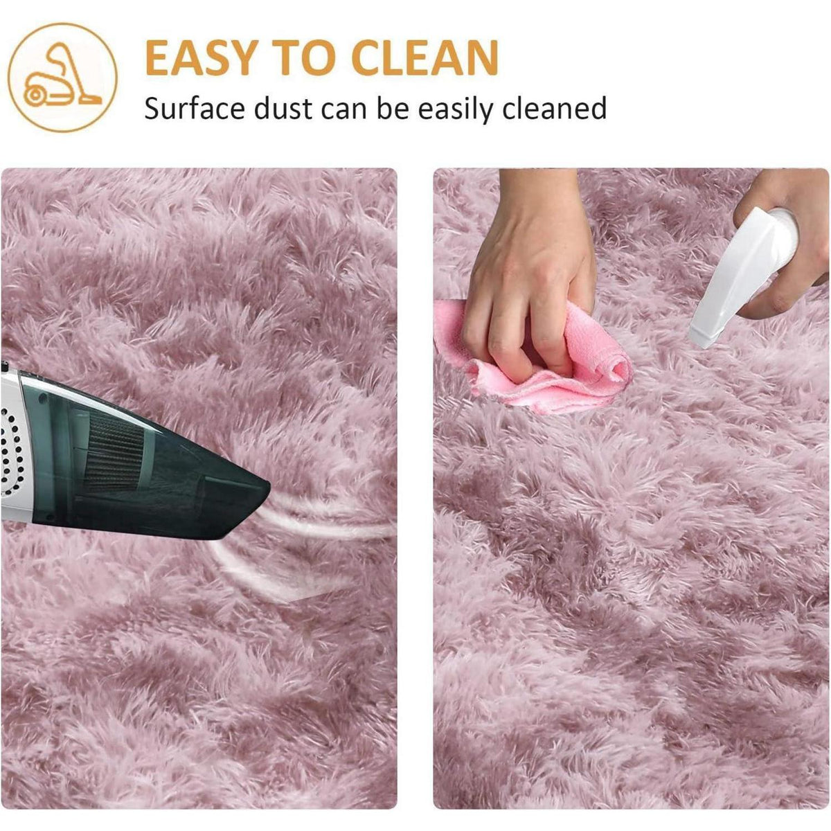 Flauschiger Teppich Rosa 120x160 cm - Weicher Wohnzimmerteppich