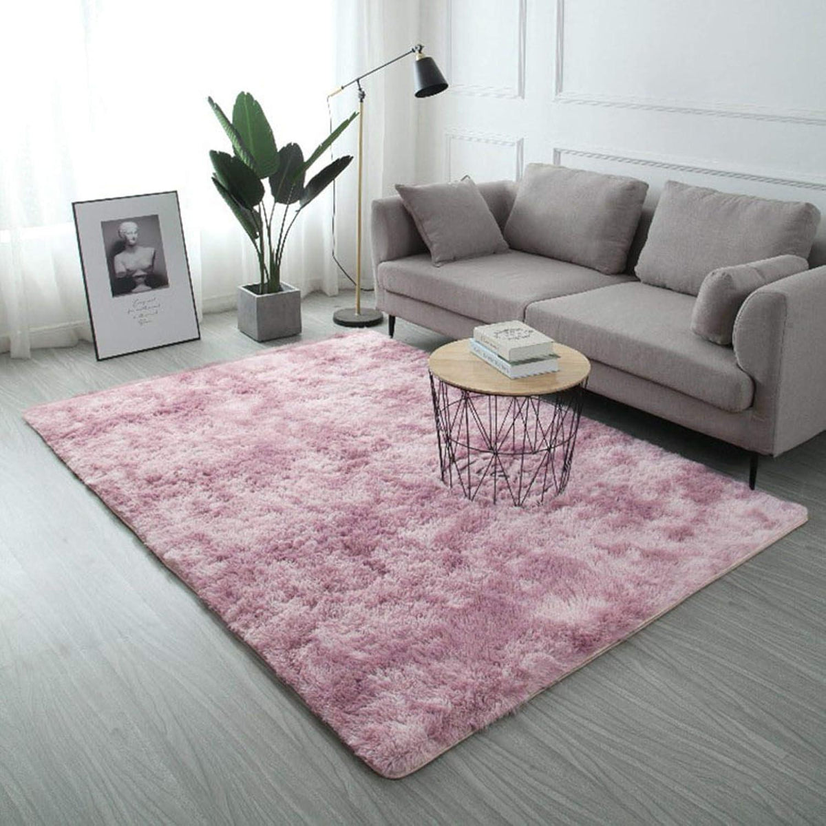 Flauschiger Teppich Rosa 120x160 cm - Weicher Wohnzimmerteppich