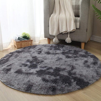 Flauschiger Teppich Rund Hochflor Rutschfest Ultra Weich Schwarz Grau 100cm