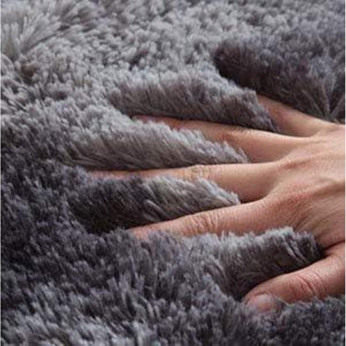 Flauschiger Teppich Rund Hochflor Rutschfest Ultra Weich Schwarz Grau 100cm