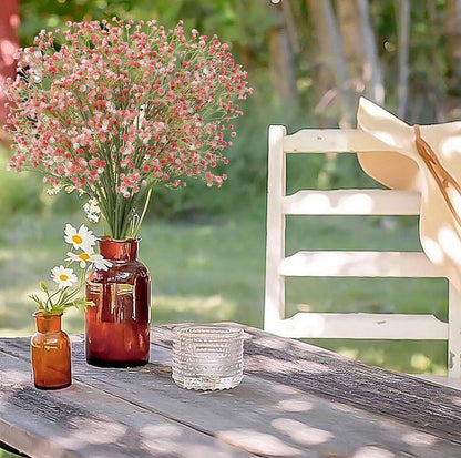 12er Set Künstliches Schleierkraut Gypsophila Blumenstrauß Orange Rot
