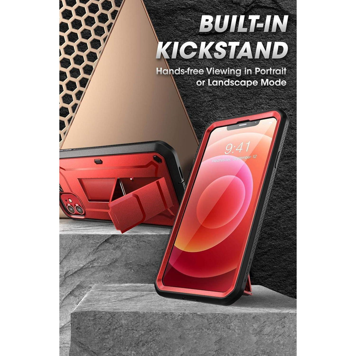 iPhone 12/12 Pro Hülle mit Gürtelclip & Displayschutz, Rot
