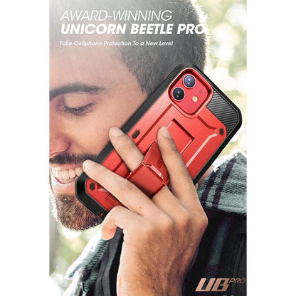 iPhone 12/12 Pro Hülle mit Gürtelclip & Displayschutz, Rot