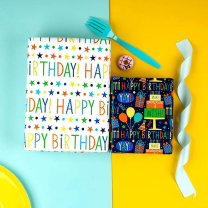 RUSPEPA Geschenkpapierrolle 3 Geburtstagsdesigns 43.2x305cm