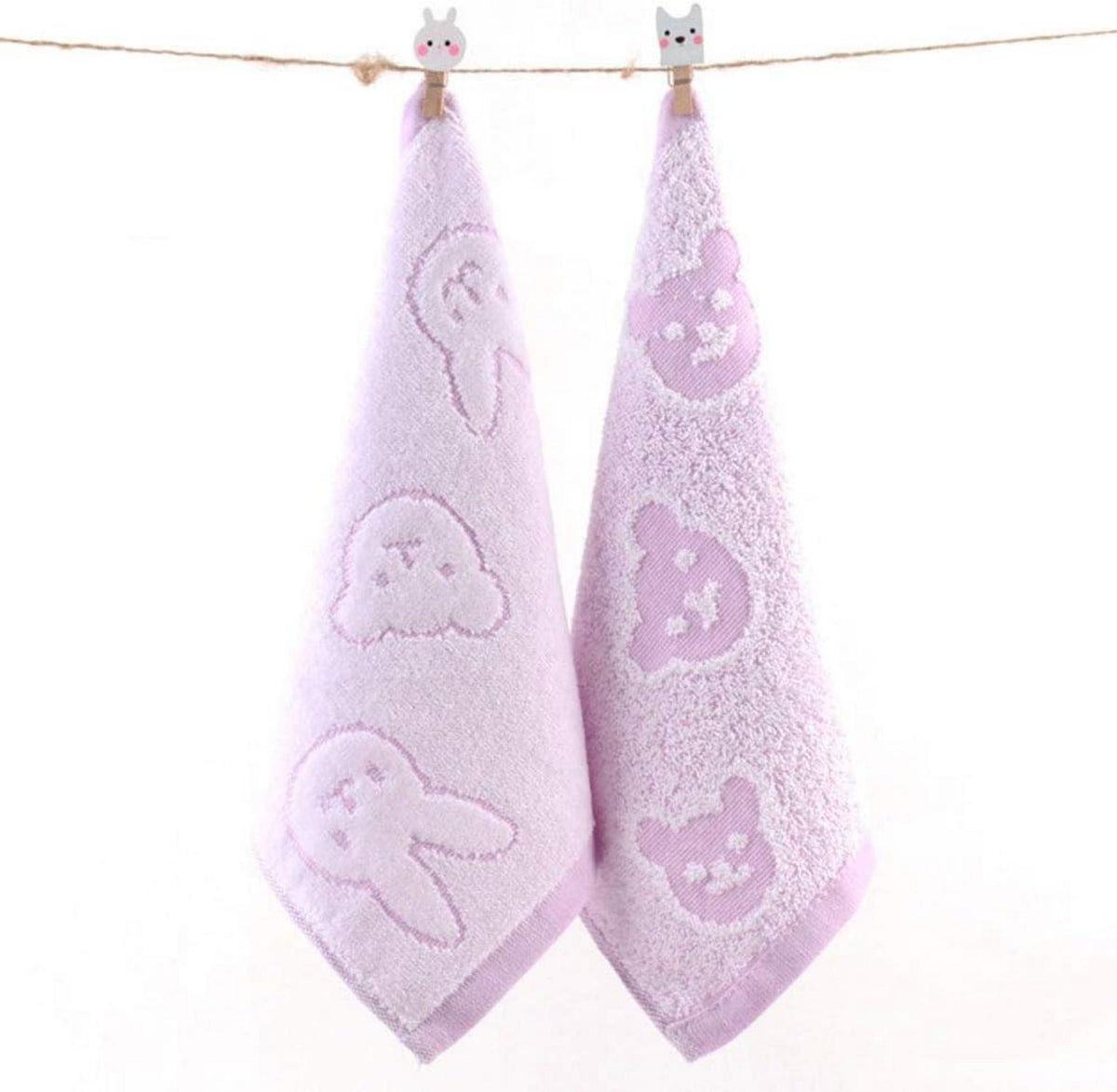4er Pack Baumwolle Gästetücher 25x25cm gelb pink blau lila Cartoon