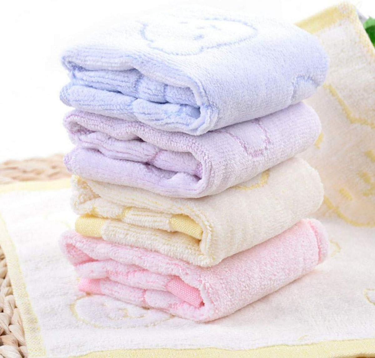 4er Pack Baumwolle Gästetücher Handtücher 25x25cm Gelb Pink Blau Lila