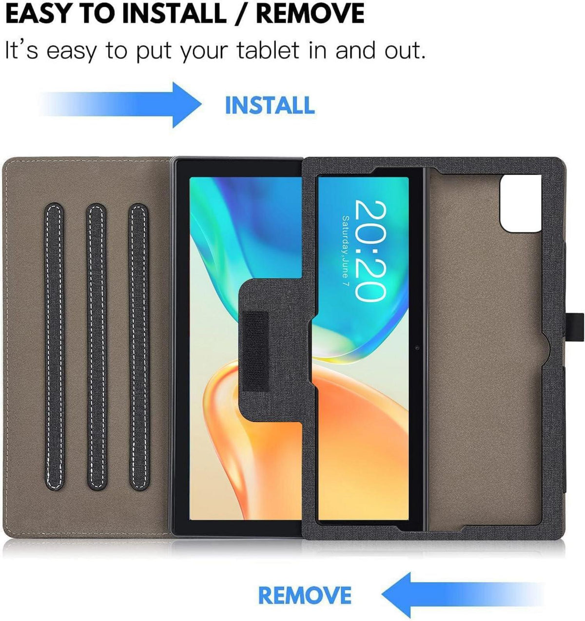 Hülle Teclast P40HD P40S M40 Plus M40 Pro 10 Zoll PU Leder Schwarz