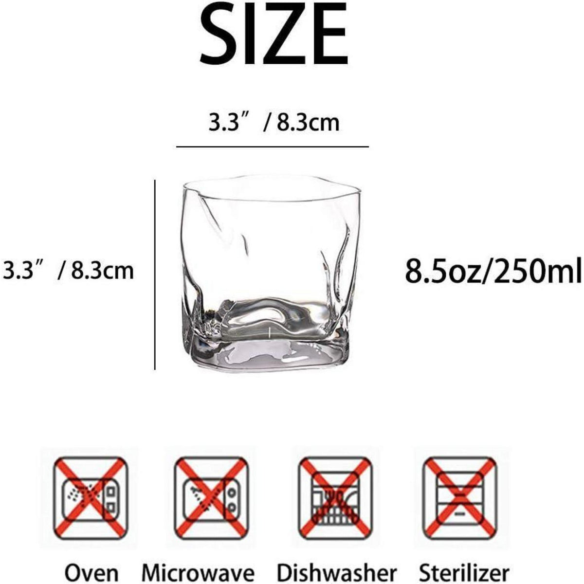 Whiskygläser Set 2 Stück Unregelmäßig Gekippt 250ml Klar