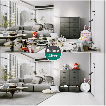YITAHOME Kommode mit 8 Schubladen Stoff Industrial Stil