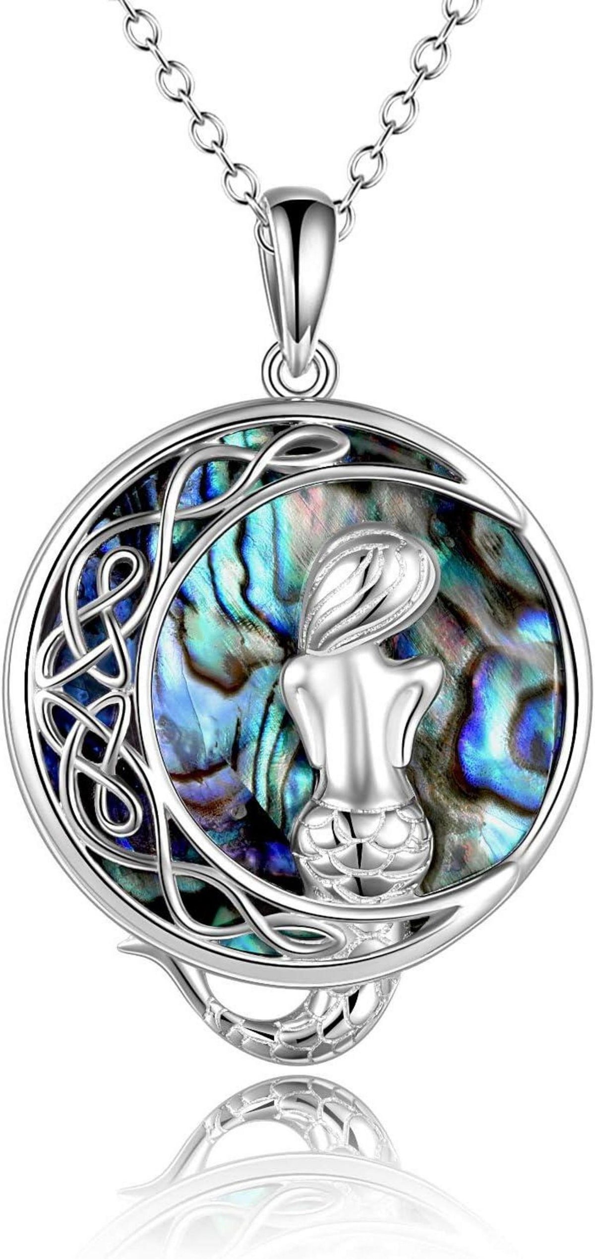 Meerjungfrau Halskette 925er Sterlingsilber Abalone Shell Symbol Liebe