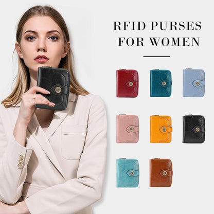 Portemonnaie Damen Klein RFID Leder Geldbeutel 12