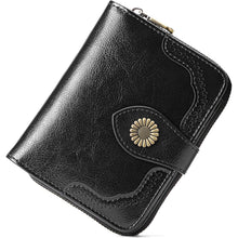 SENDEFN Damen Portemonnaie RFID Leder Klein Schwarz