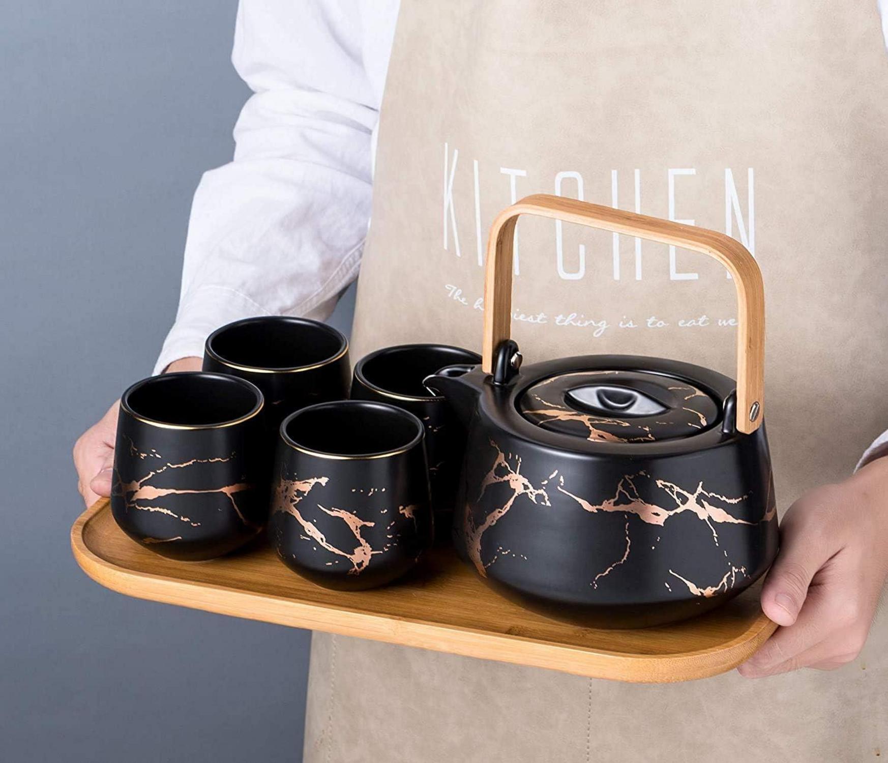 Japanisches Keramik-Teeset, elegante Teekanne, 4