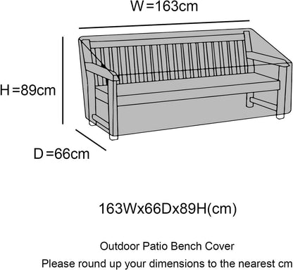 Gartenbank Abdeckung 3-Sitzer 163x66x63/89cm Schwarz