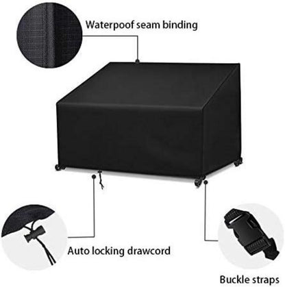 Gartenbank Abdeckung 3-Sitzer, 420D Wasserdicht, UV-Beständig, Schwarz