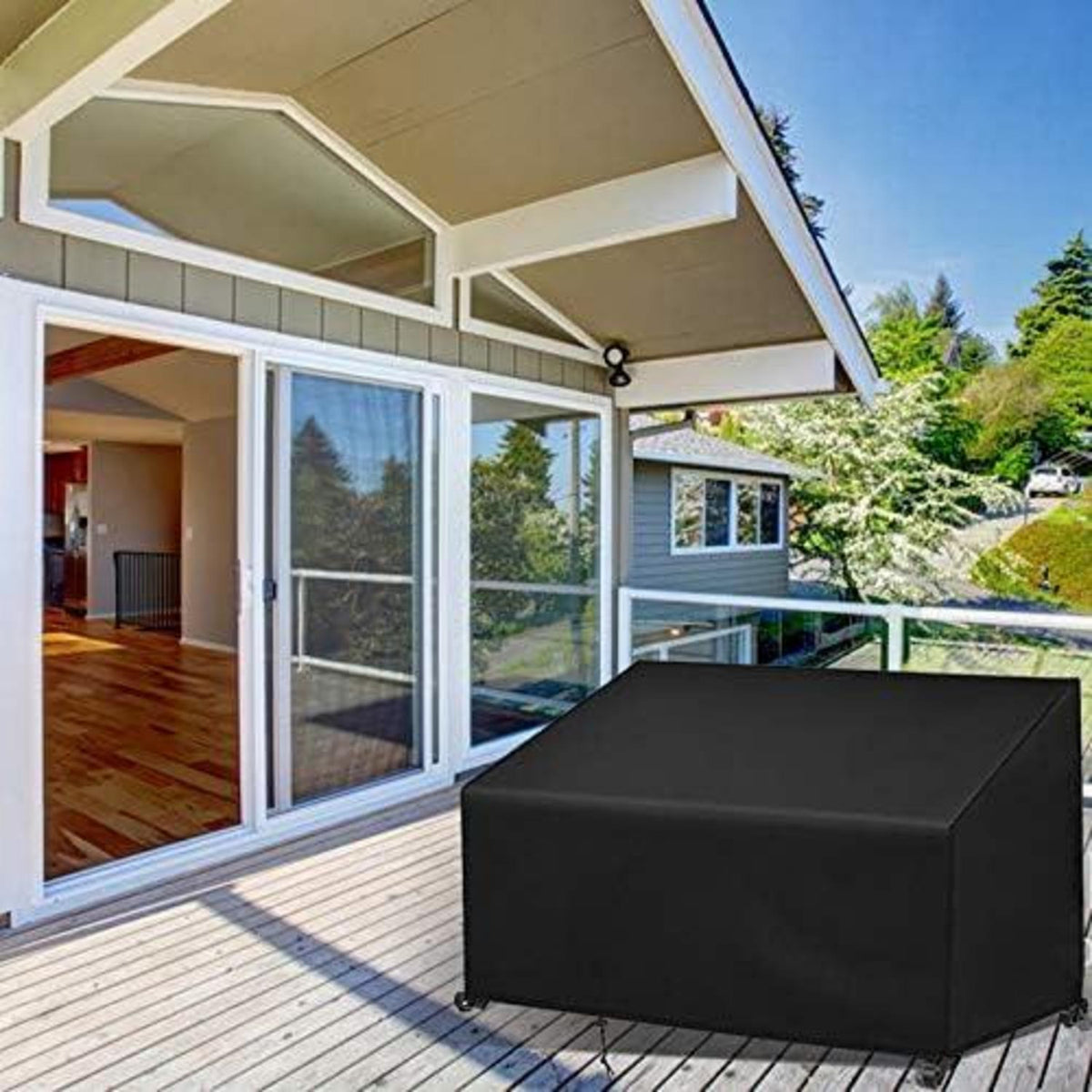 Gartenbank Schutzhülle 3-Sitzer 420D Wasserdicht UV Schwarz 163x66x63/89cm