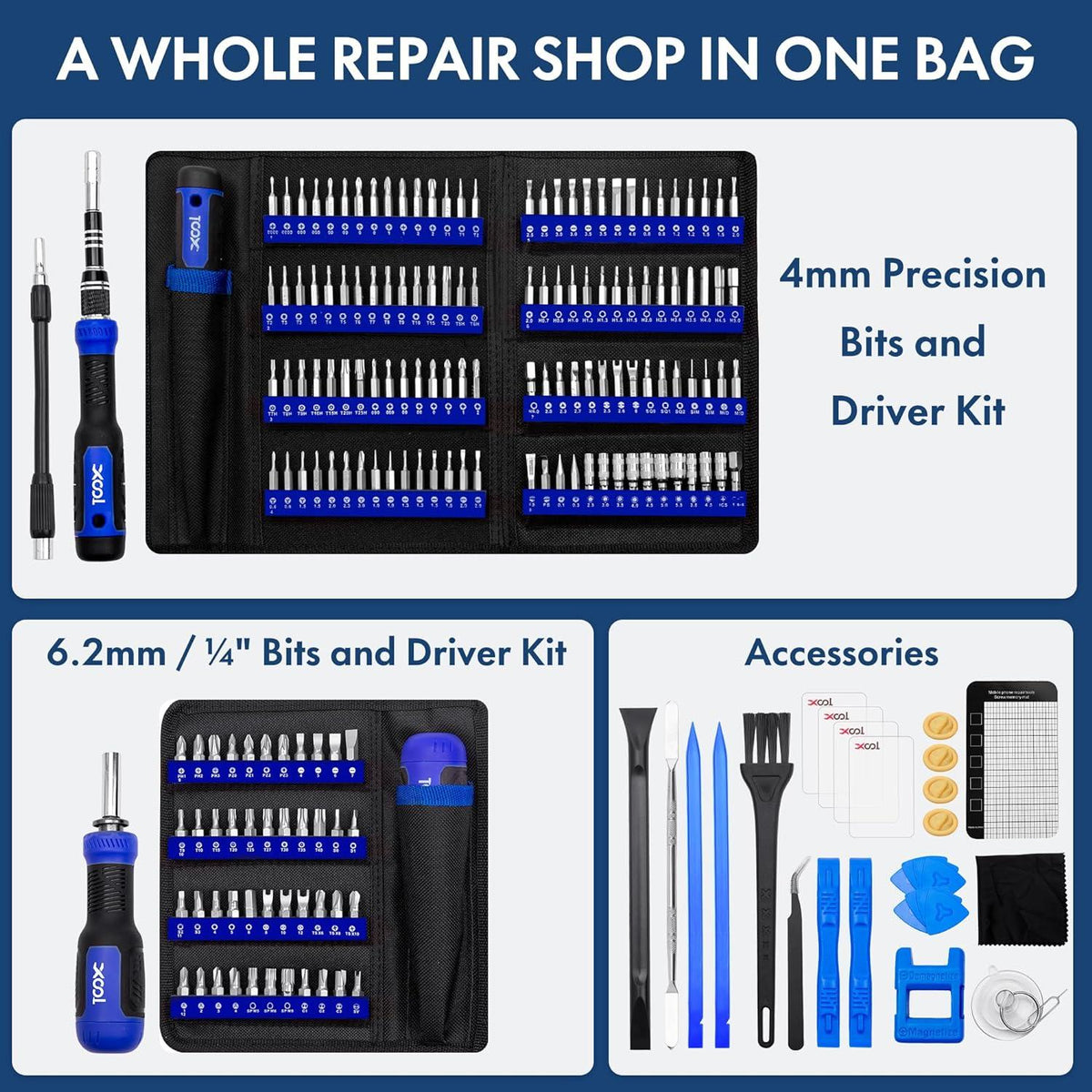 XOOL 200 in 1 Schraubendreher Set Magnetisch Mini Reparatur
