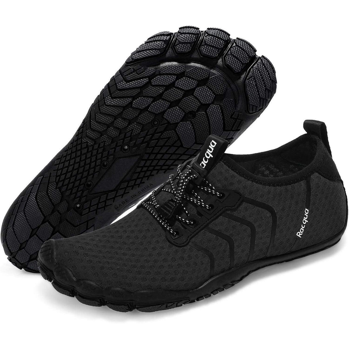 Aqua Schuhe Herren Damen Schnelltrocknend Barfußgefühl Schwarz