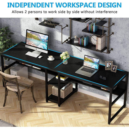 Doppelter Schreibtisch 200cm – Rustikaler Home Office Arbeitstisch