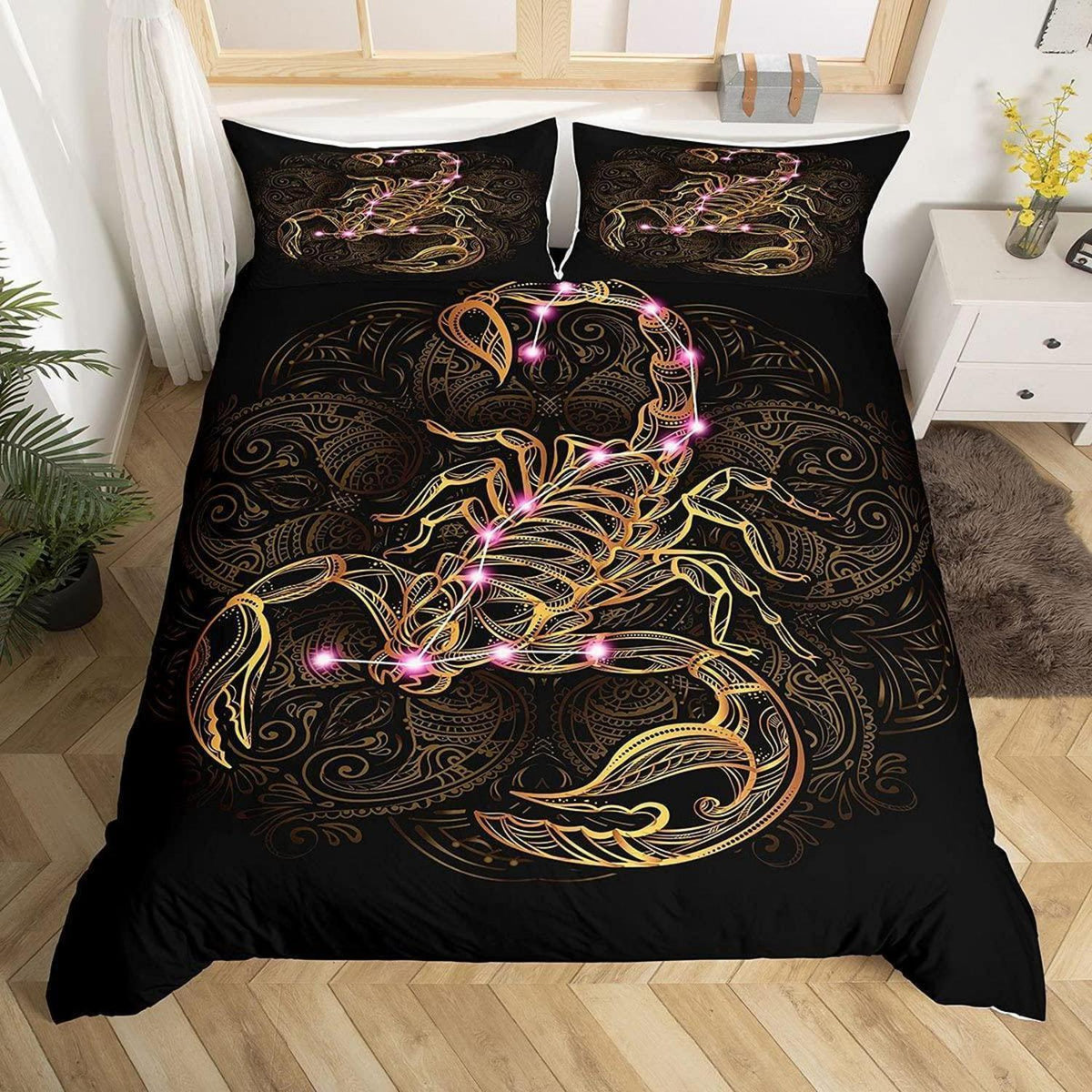 Golden Scorpion Bettwäsche-Set – Exotisch & Retro Schlafzimmer