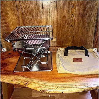 Mini Holzkohlegrill Edelstahl 24,5cm mit Tragetasche