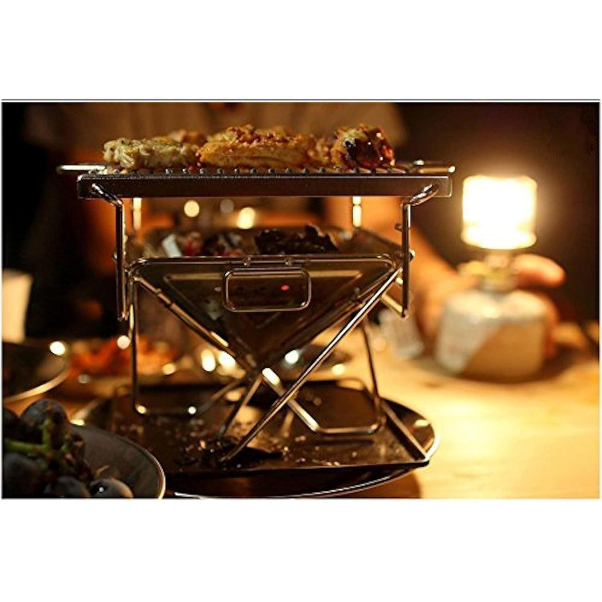 Mini Holzkohlegrill Edelstahl 24,5cm mit Tragetasche