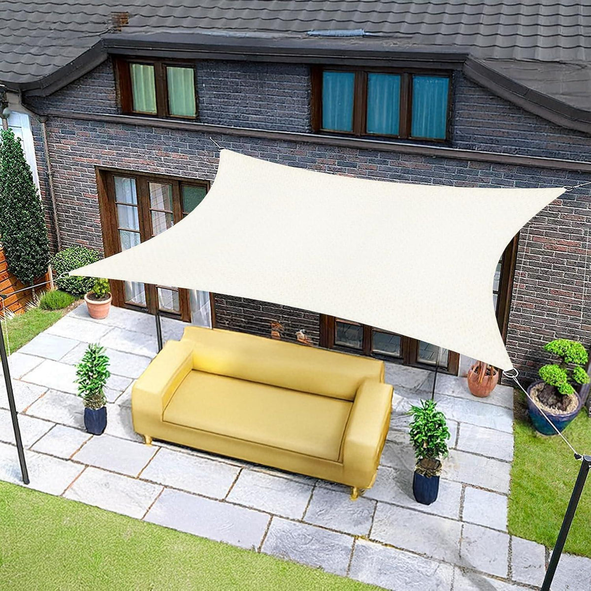 Wasserdichtes Sonnensegel 4x6m Creme mit 95% UV-Schutz