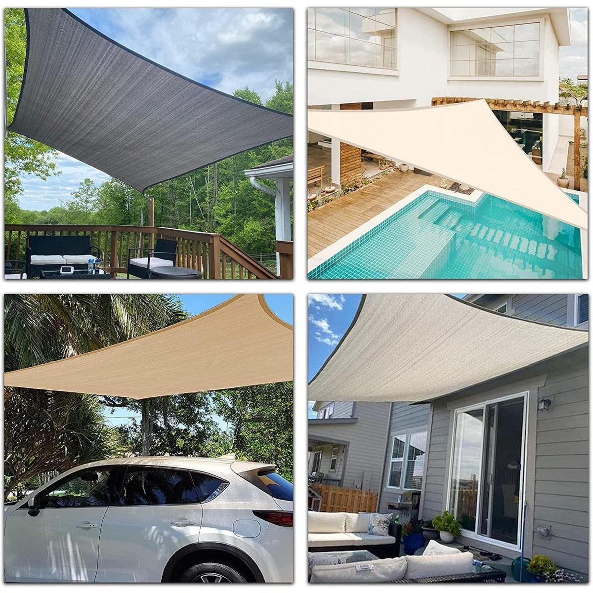 Wasserdichtes Sonnensegel 4x6m Creme mit 95% UV-Schutz