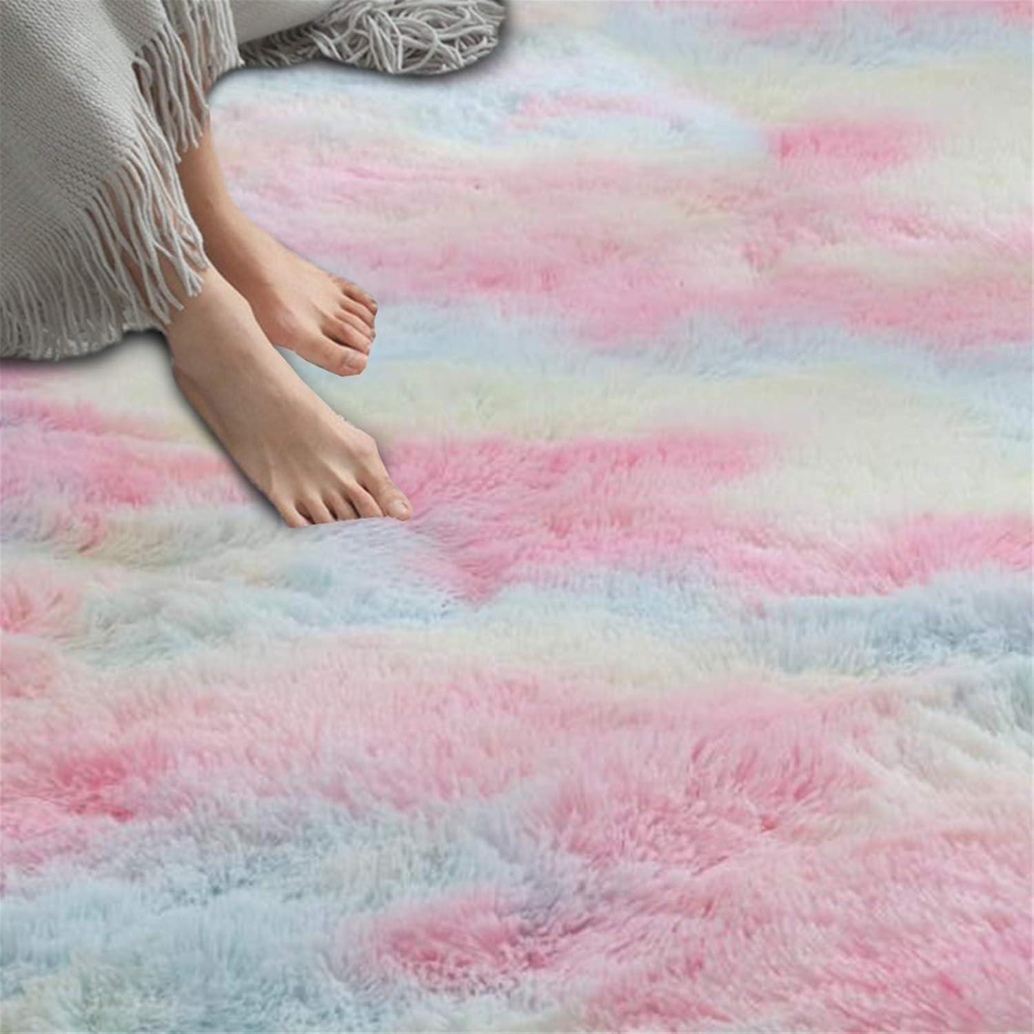 Flauschiger Shaggy Teppich Bunt Batik Muster 90x150 cm neu