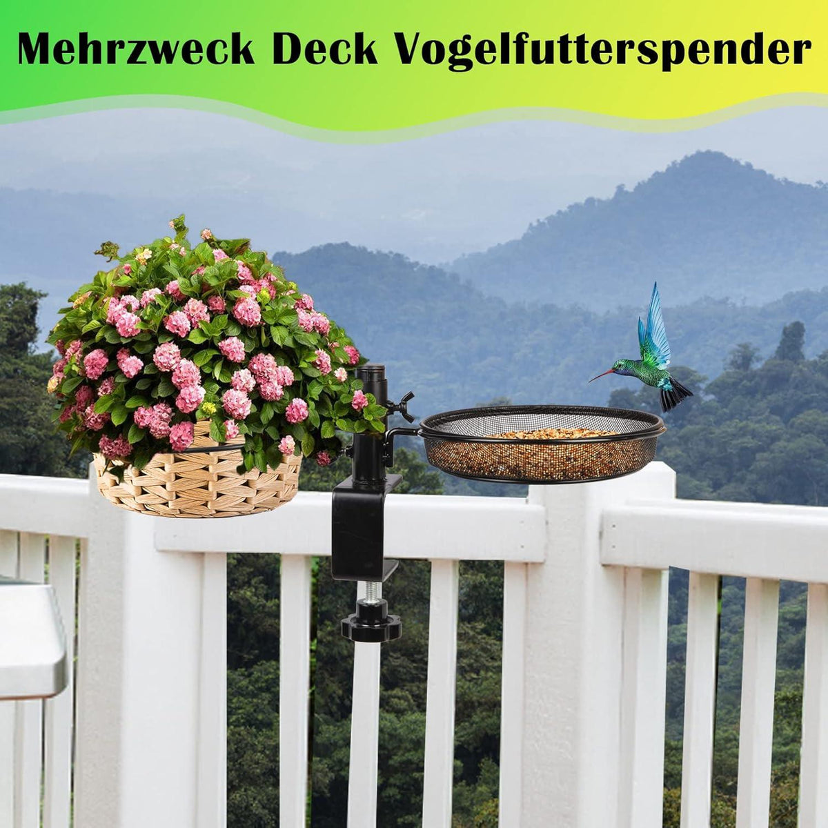 Vogelfutterspender & -tränke mit Balkonhalterung 18cm - für Balkon & Garten