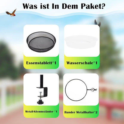 Vogelfutterspender Vogeltränke 2-in-1 Metall Balkonhalterung 18cm