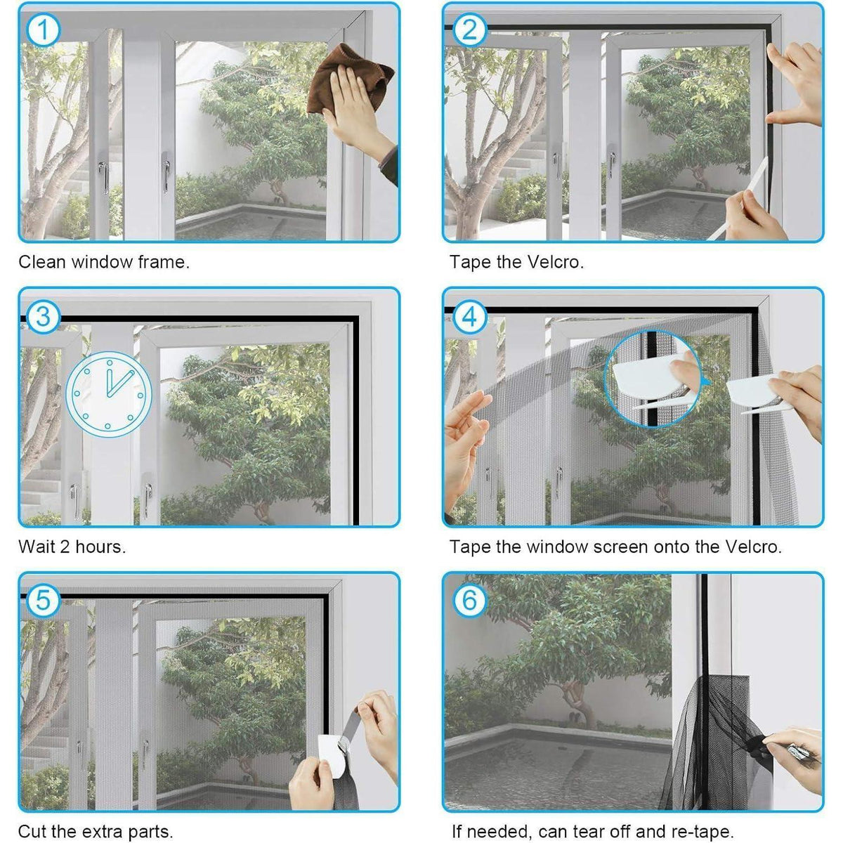 Fliegengitter Fenster Set 2er Pack 250x150cm, Zuschneidbar & Klebemontage