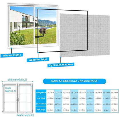 Fliegengitter Fenster Set 2er Pack 250x150cm, Zuschneidbar & Klebemontage