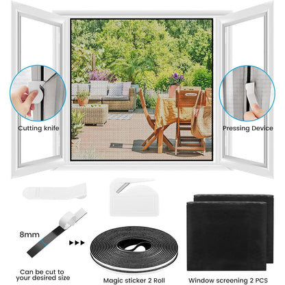 Fliegengitter Fenster Set 2er Pack 250x150cm, Zuschneidbar & Klebemontage