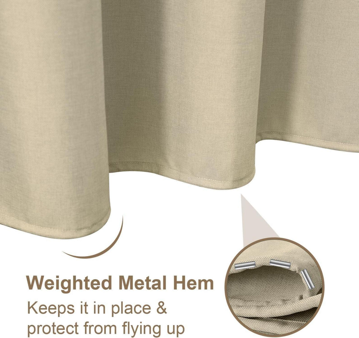 Duschvorhang Leinen Taupe 182x182cm Anti Schimmel Vorhang Set mit Metallhaken