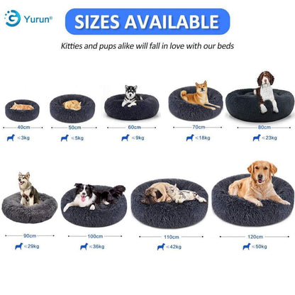 Flauschiges Hundebett rund, Schwarz 120x120x20cm