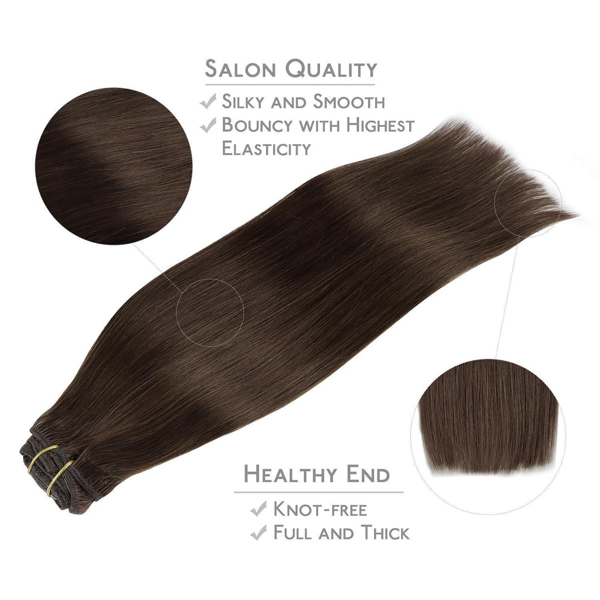 Echthaar Clip-Ins Schokoladenbraun 40cm (120g)