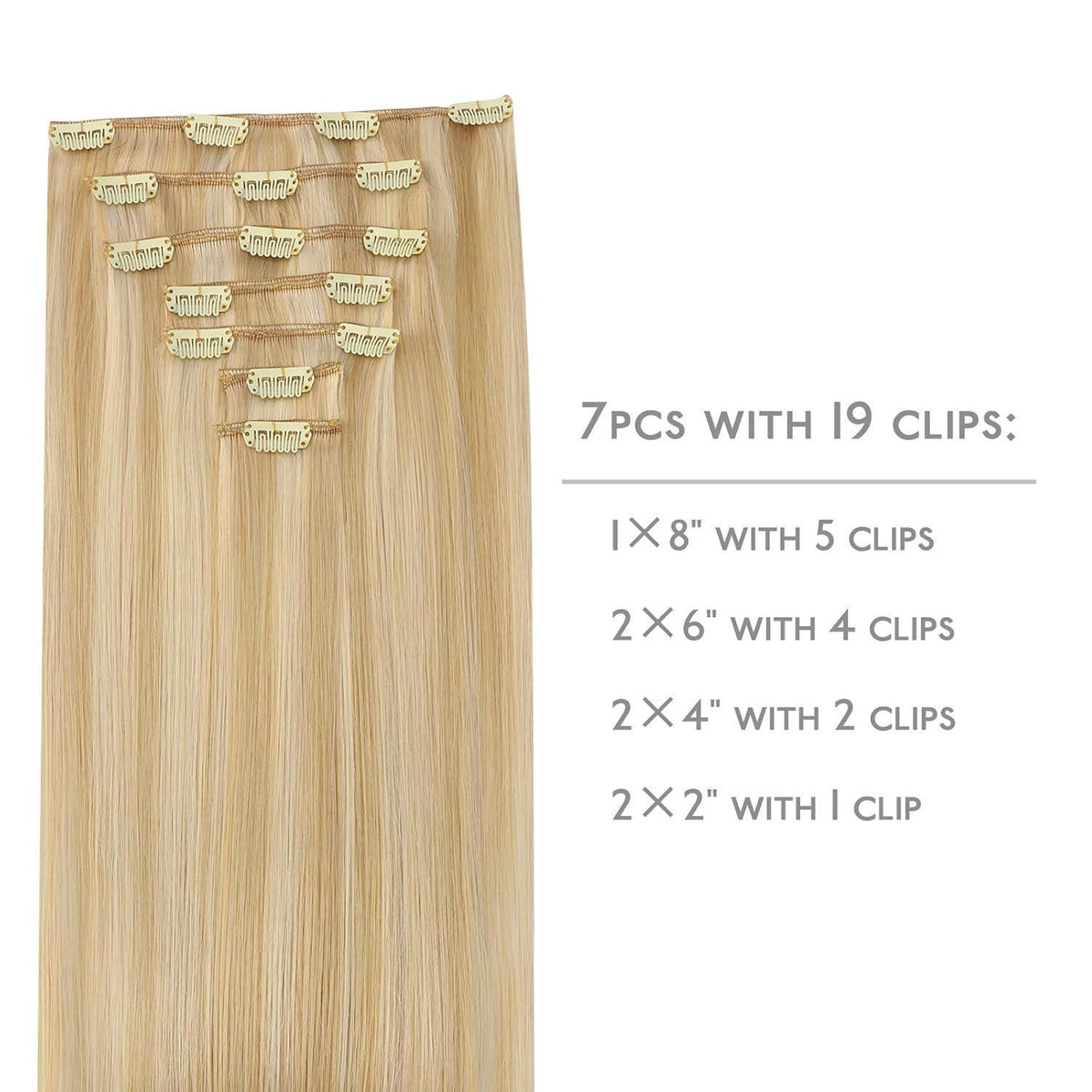 Echthaar Clip-Ins Hellblond Highlights 40cm