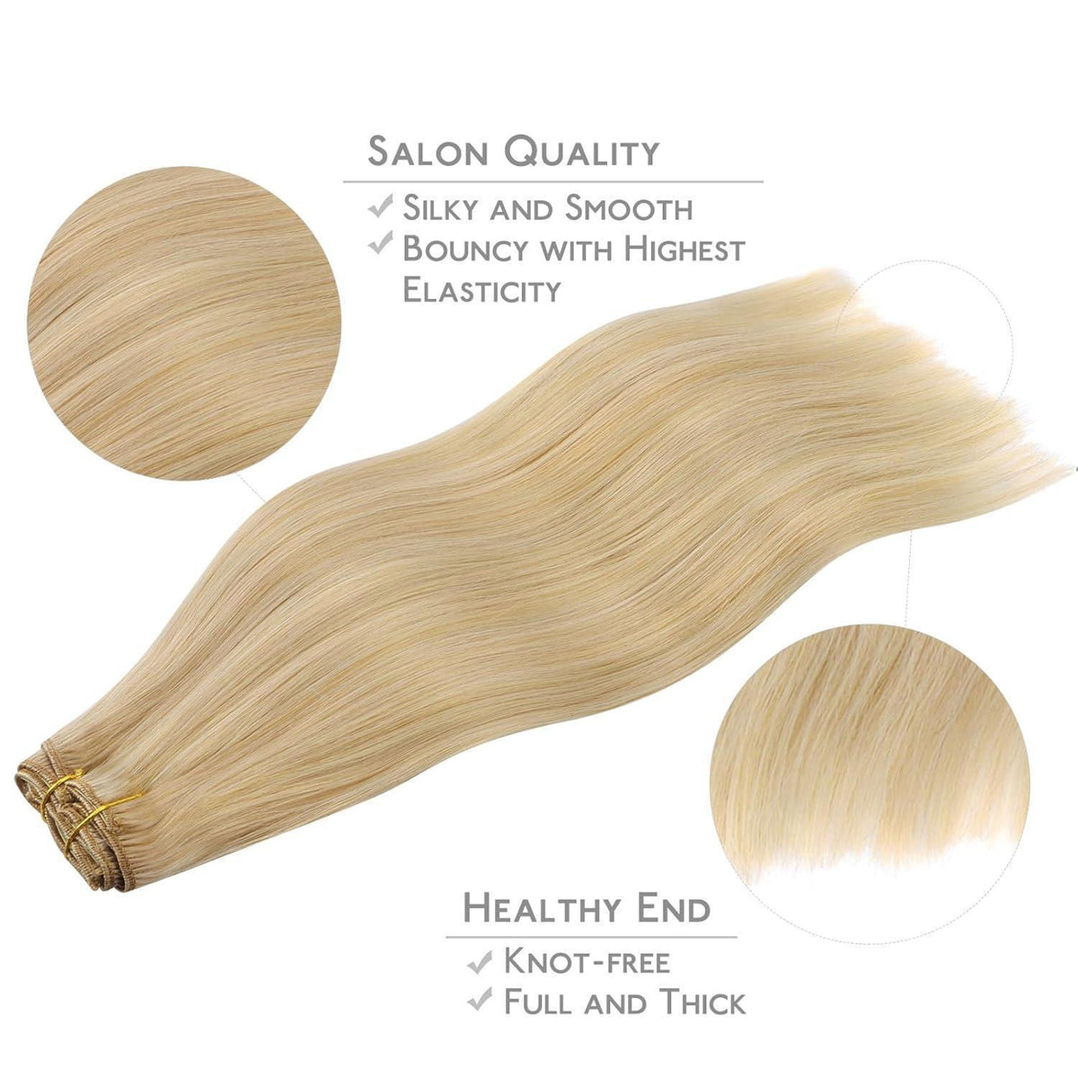 Clip-in Echthaarverlängerungen 35cm Hellblond Highlights Goldblond