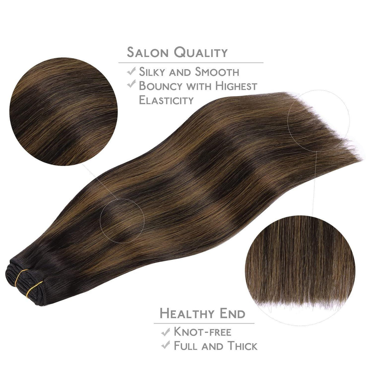 Clip in Echthaar Extensions 40cm Balayage Schwarz-Braun